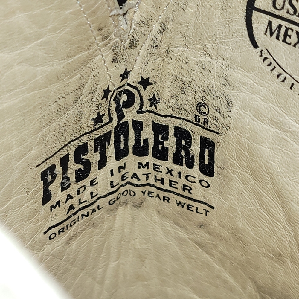 PISTOLERO Cream Ostrich Leather Cowboy/Cowgirl Boots Embroidery Size W9 Men 6 - Picture 12 of 13